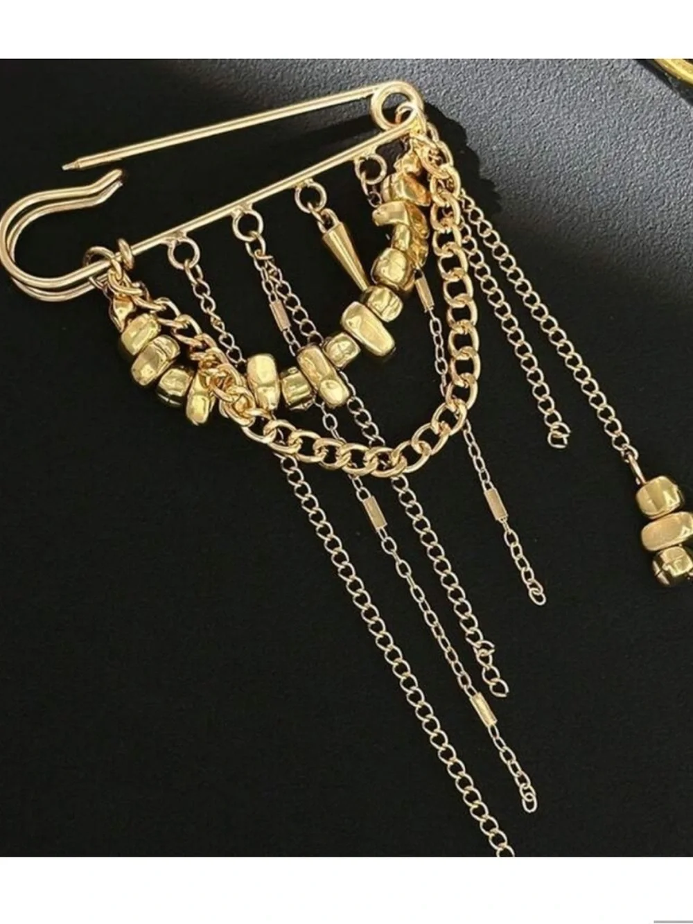 Anthropologie Gold Cascading Chain Pin Brooch